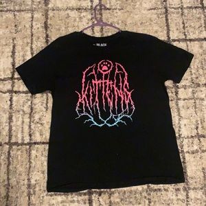 Black T-shirt with Pink, Blue, and Purple Logo